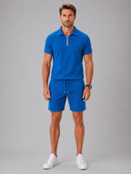 Ashley | Herren Poloshirt-Set mit Reißverschluss und Shorts, lockerer Zweiteiler | Nomadnts | Nomadnts