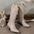 Aurelia | Damen kniehohe Cowgirl-Stiefel mit Stickerei, Western-Stiefel mit Blockabsatz | Nomadnts | Nomadnts