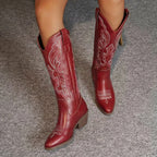 Aurelia | Damen kniehohe Cowgirl-Stiefel mit Stickerei, Western-Stiefel mit Blockabsatz | Nomadnts | Nomadnts