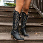 Aurelia | Damen kniehohe Cowgirl-Stiefel mit Stickerei, Western-Stiefel mit Blockabsatz | Nomadnts | Nomadnts