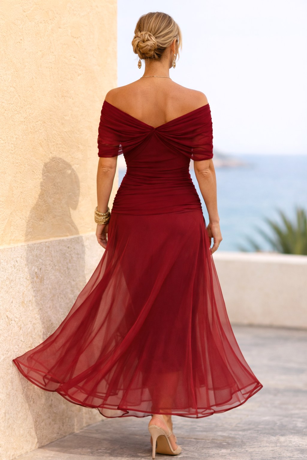 Aurelie | Damen Chiffon-Maxikleid mit V-Ausschnitt, fließendes knöchellanges Kleid | Nomadnts | Nomadnts