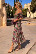 Aurelie | Damen Chiffon-Maxikleid mit V-Ausschnitt, fließendes knöchellanges Kleid | Nomadnts | Brick Red
