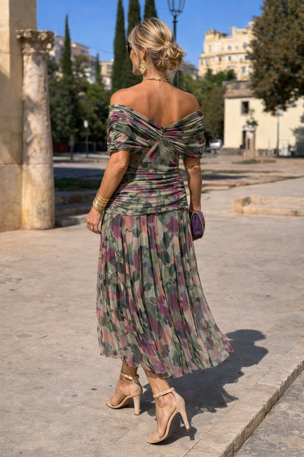 Aurelie | Damen Chiffon-Maxikleid mit V-Ausschnitt, fließendes knöchellanges Kleid | Nomadnts | Nomadnts