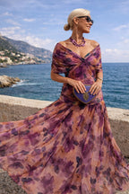 Aurelie | Damen Chiffon-Maxikleid mit V-Ausschnitt, fließendes knöchellanges Kleid | Nomadnts | Nomadnts