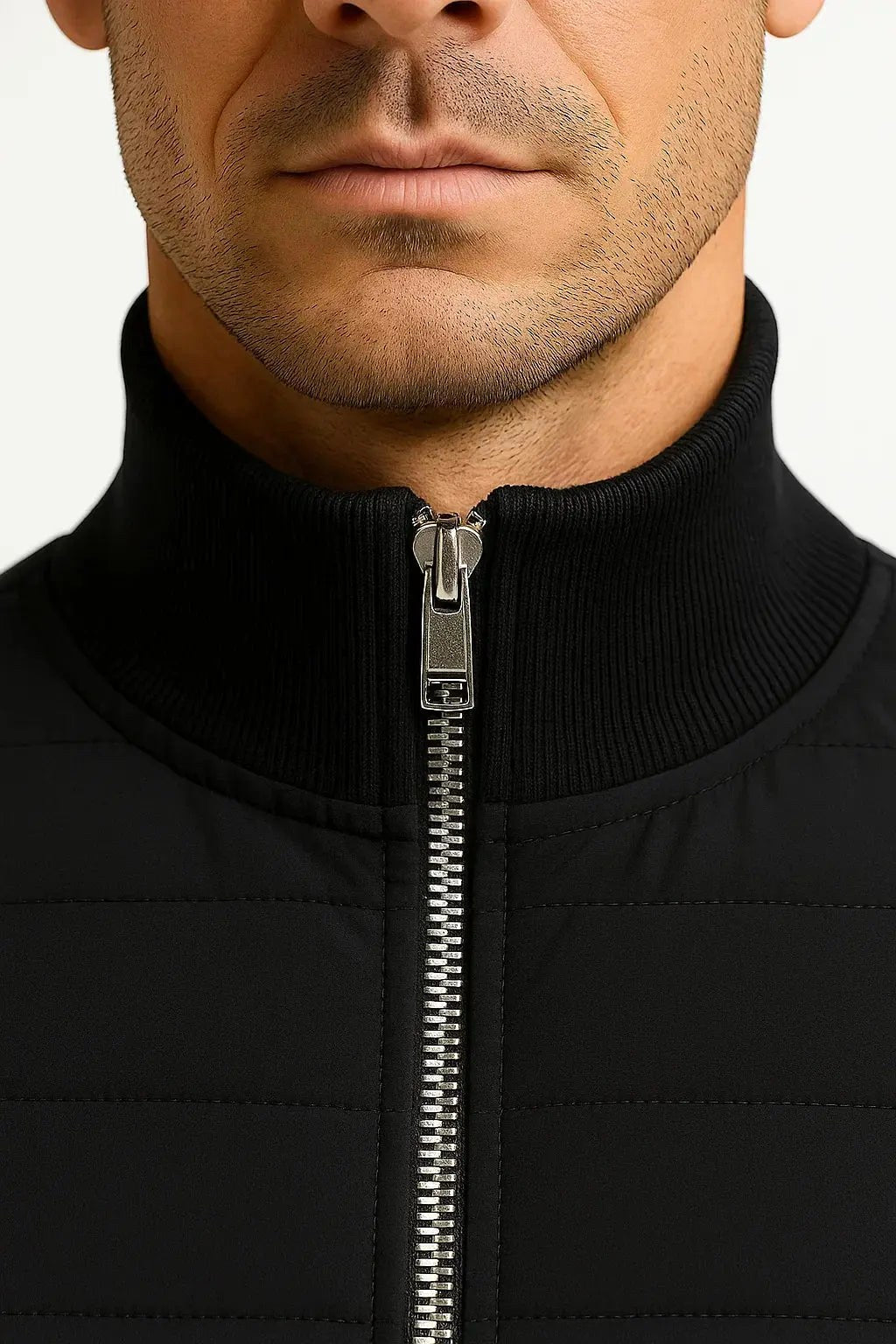 Austin | Herren-Hybridjacke mit Steppung und Strickärmeln, Herbstjacke | Nomadnts | Hellgrau