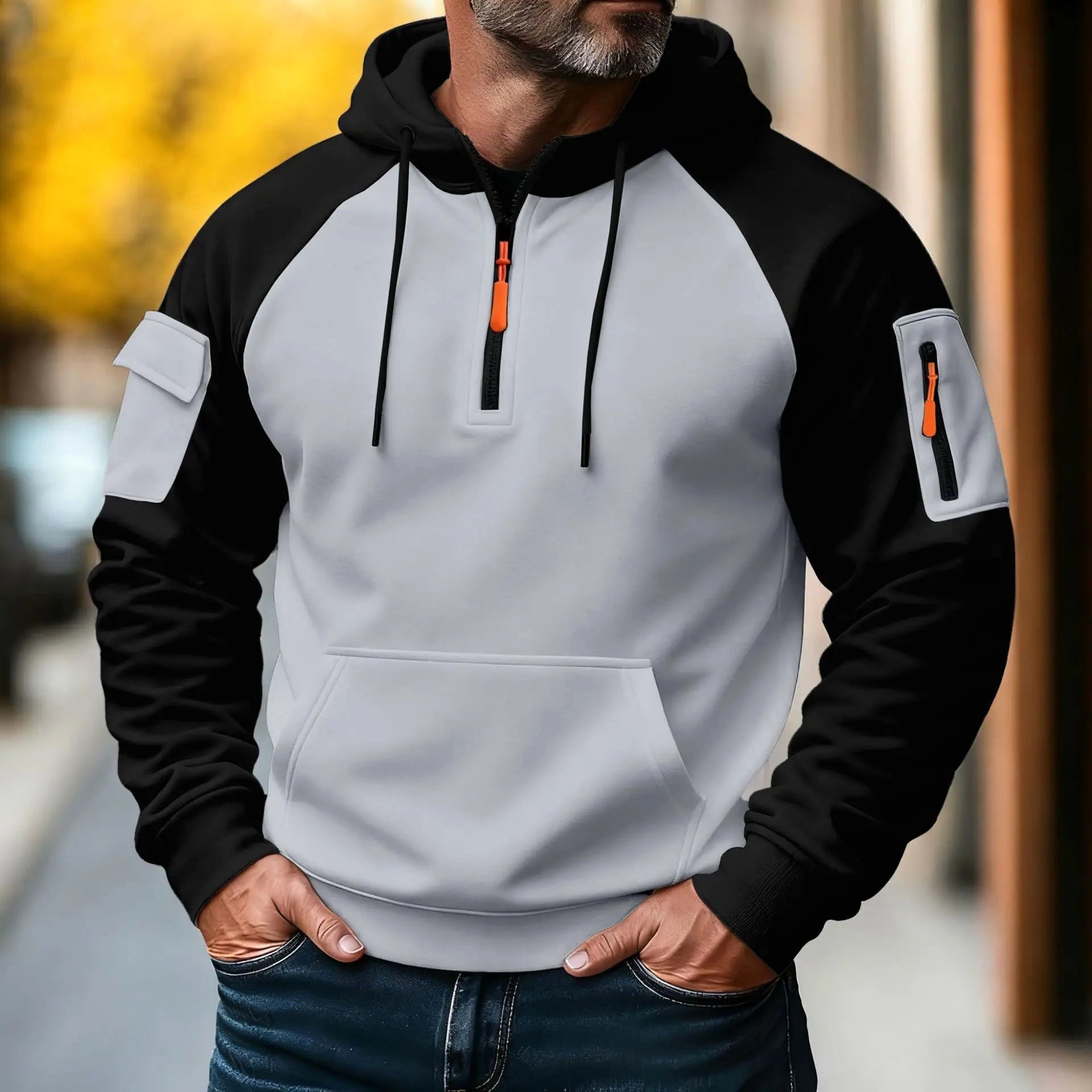 Bastian | Herren-Pullover mit Reißverschluss, Sportiver Strick-Pullover | Nomad NTS | Wit