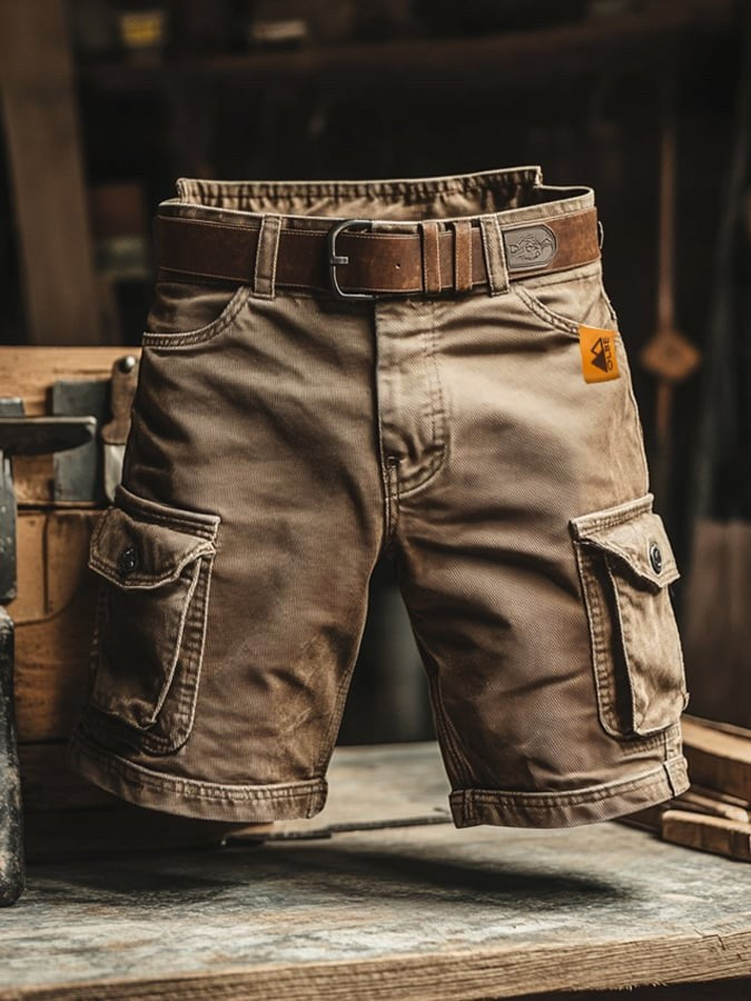 Benedict | Herren Vintage-Cargo-Shorts, locker geschnittene Utility-Shorts | Nomadnts | Black