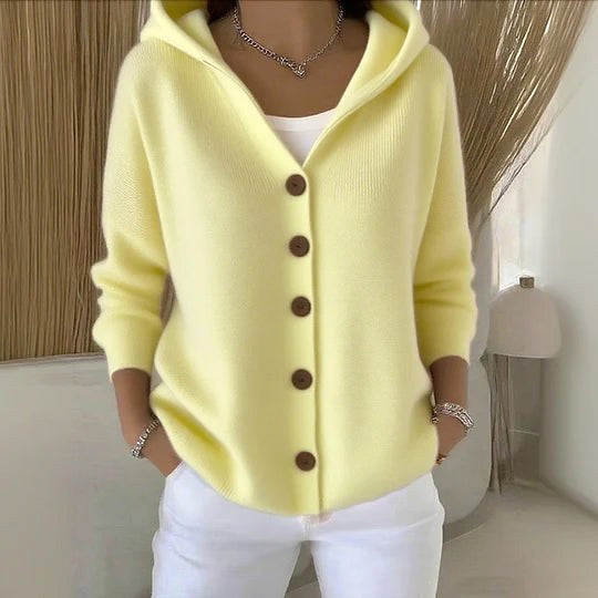 Berenice | Damen langärmeliger Cardigan mit Kapuze, A-Linien Strick-Cardigan | Nomadnts | Pink