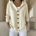Berenice | Damen langärmeliger Cardigan mit Kapuze, A-Linien Strick-Cardigan | Nomadnts | Green