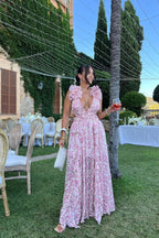 Bernadette | Damen Blumen-Maxikleid mit V-Ausschnitt und Rüschenschultern, Kleid für Hochzeitsgäste | Nomadnts | Nomadnts