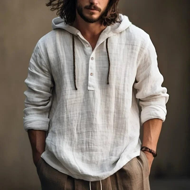 Bernd | Herren-Hoodie mit entspanntem Schnitt, moderner Kapuzenpullover | Nomad NTS | White