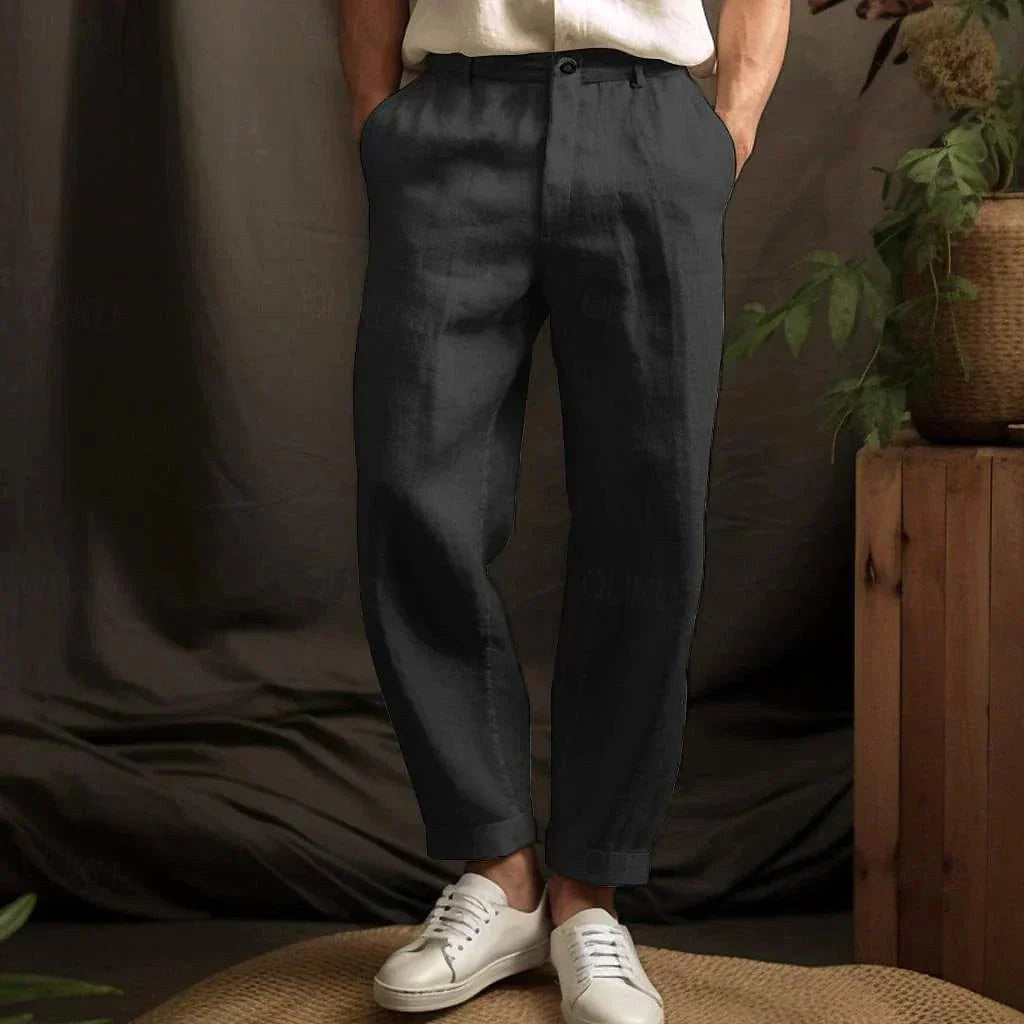 Bernhard | Herrenhose aus Leinen, lockerer Schnitt, Freizeithose | Nomad NTS | Schwarz