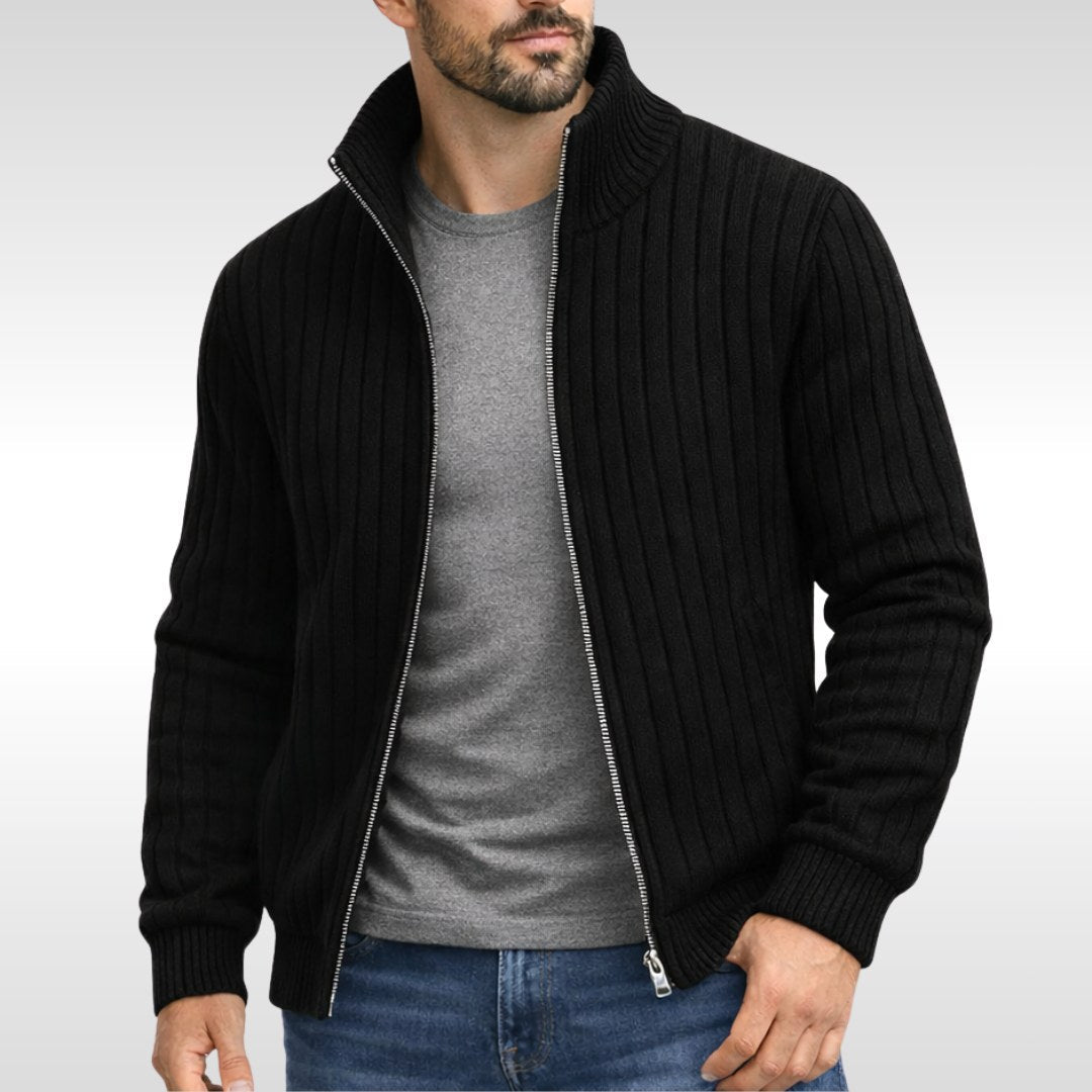 Brandon | Herren-Strickjacke mit Reißverschluss, edles Strickmodell | Nomadnts | Grau