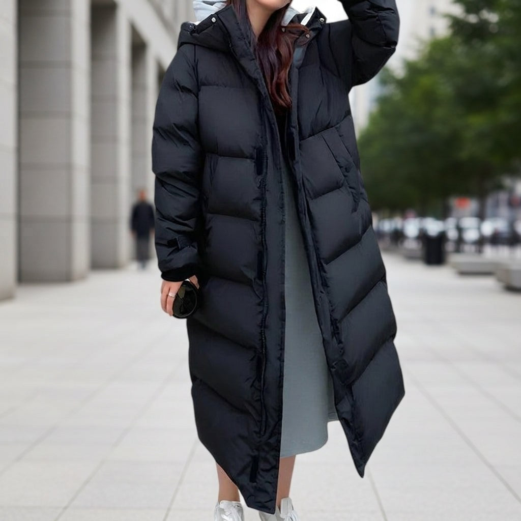 Brigitte | Damen wasserdichte gesteppte Parka-Jacke, langer Wintermantel mit Kapuze | Nomadnts | Nomadnts