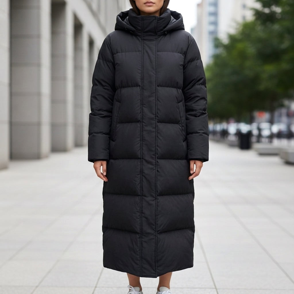 Brigitte | Damen wasserdichte gesteppte Parka-Jacke, langer Wintermantel mit Kapuze | Nomadnts | Nomadnts