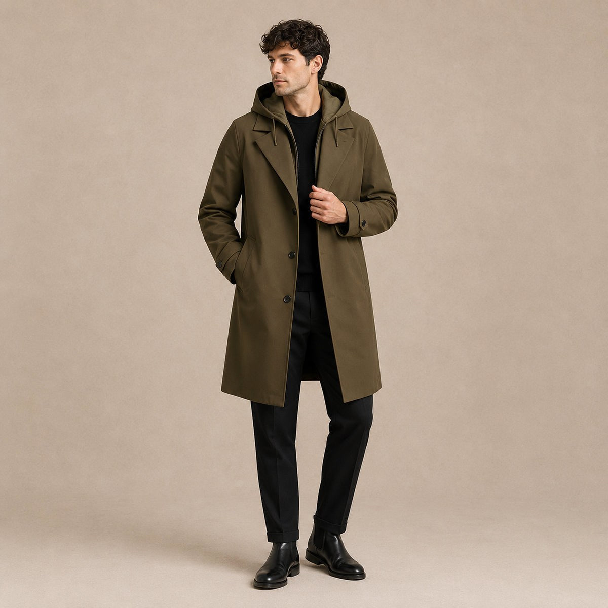 Brody | Wasserdichter Herren-Parka mit Kapuze, langer Regenmantel | Nomadnts