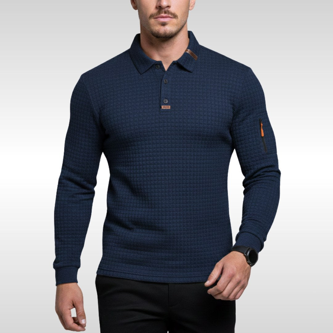 Bruno | Herren-Poloshirt mit Signature-Kragen und Arm-Reißverschluss, Elegantes Poloshirt | Nomad NTS | Blue