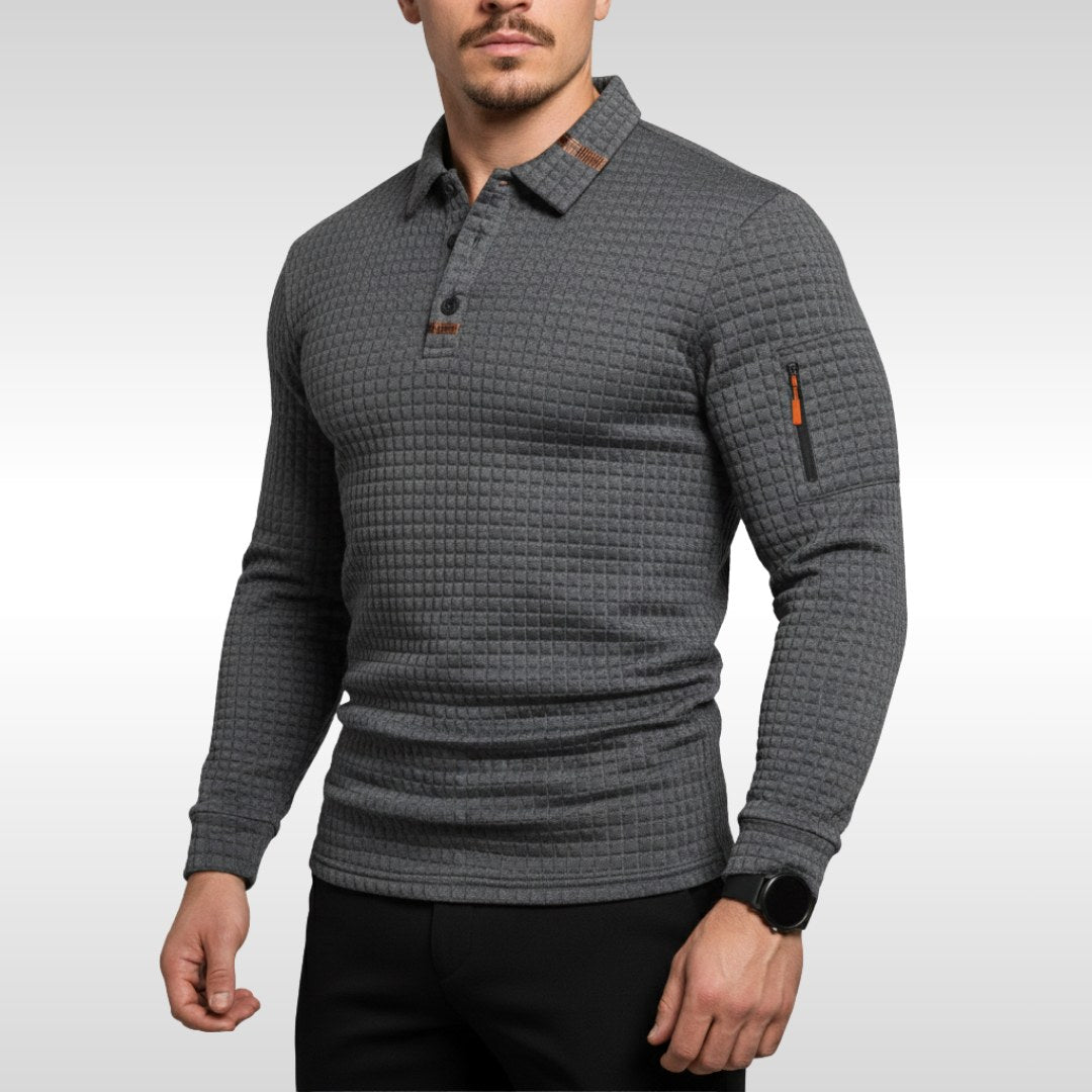 Bruno | Herren-Poloshirt mit Signature-Kragen und Arm-Reißverschluss, Elegantes Poloshirt | Nomad NTS | Grey