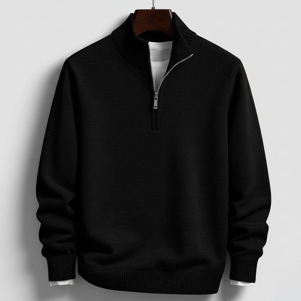 Burkhard | Herrenpullover mit Reißverschluss, Strukturierter Pullover | Nomad NTS | Navy Blue