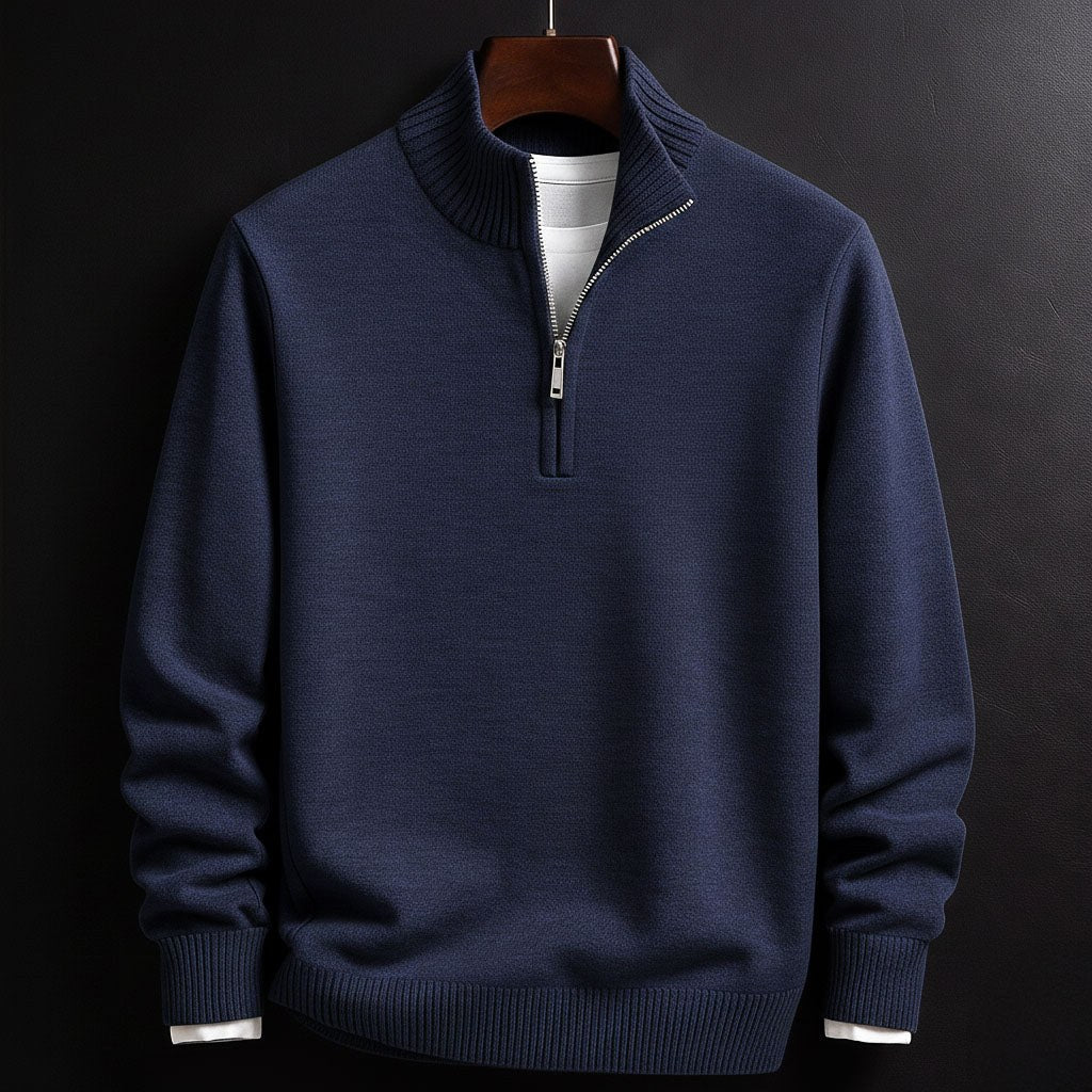 Burkhard | Herrenpullover mit Reißverschluss, Strukturierter Pullover | Nomad NTS | Dark Gray