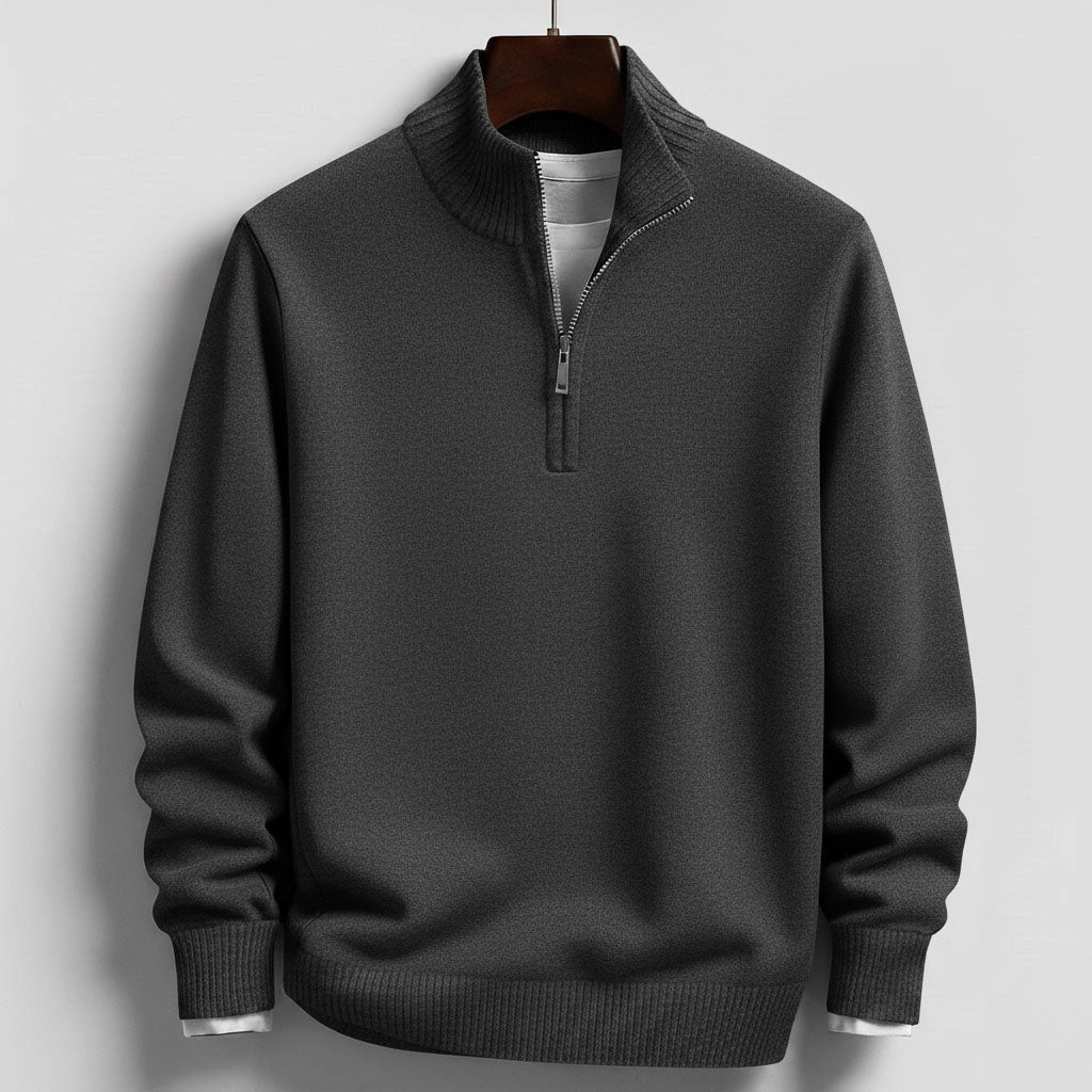 Burkhard | Herrenpullover mit Reißverschluss, Strukturierter Pullover | Nomad NTS | Light Gray