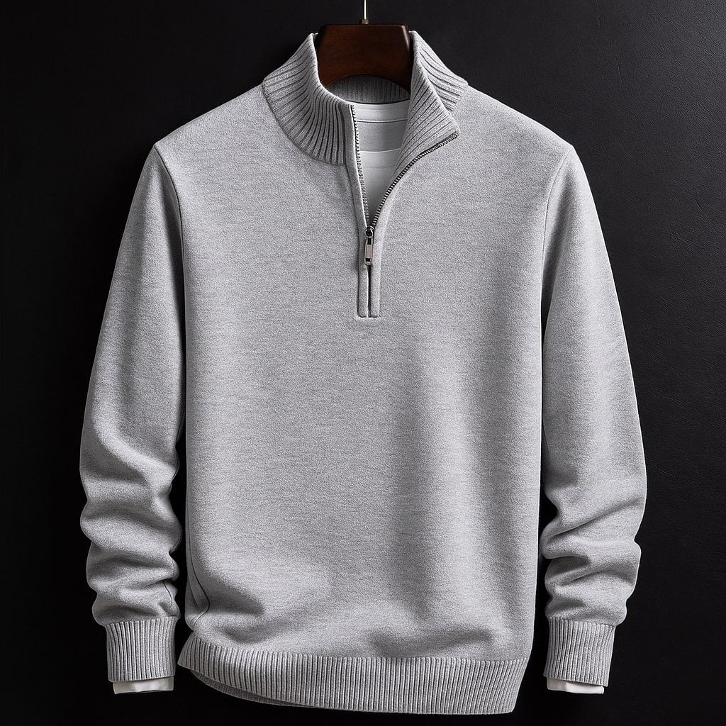Burkhard | Herrenpullover mit Reißverschluss, Strukturierter Pullover | Nomad NTS | Brown