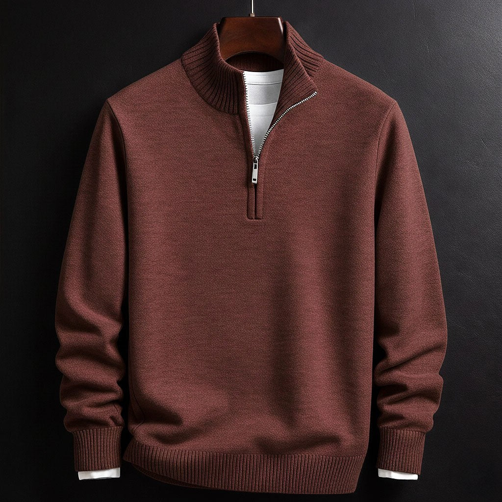 Burkhard | Herrenpullover mit Reißverschluss, Strukturierter Pullover | Nomad NTS | White