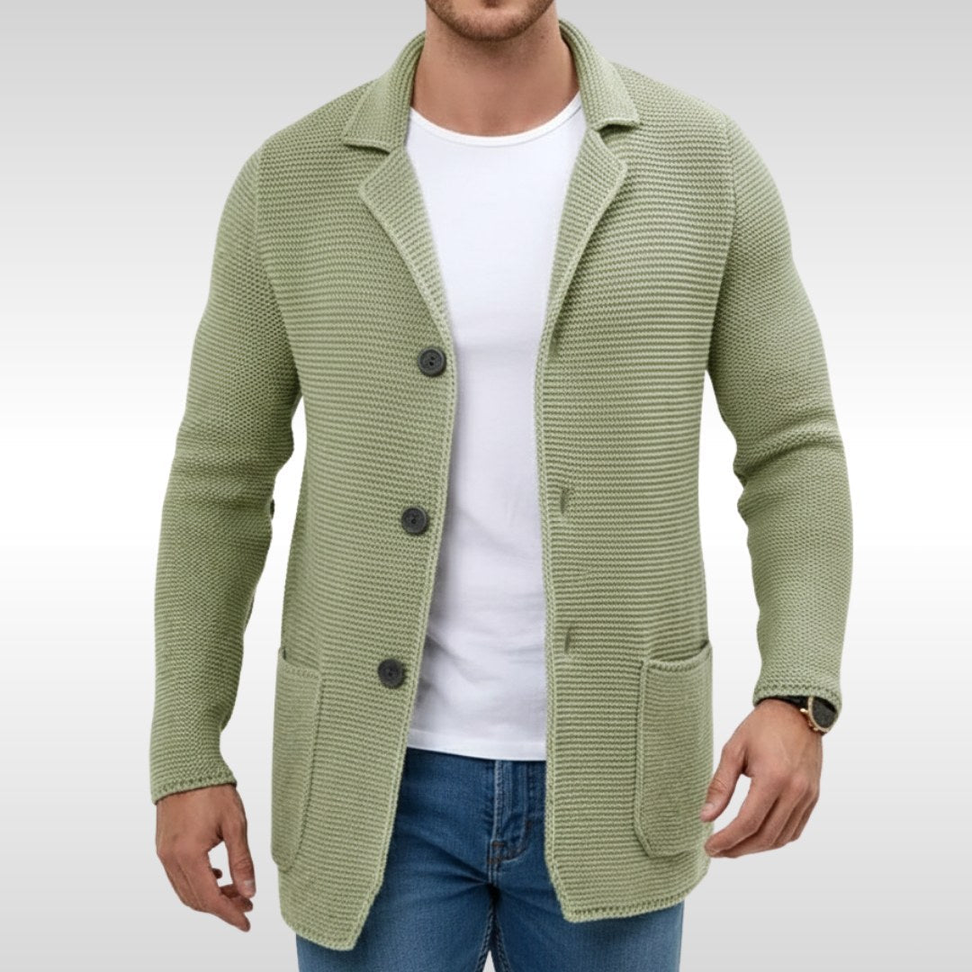 Caleb | Herren-Strickjacke mit Strukturmuster, leger geschnittene Alltags-Strickjacke | Nomadnts | Grün