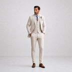 Callum | Herren Leinen-Dreiteiler mit Weste, tailliert geschnittener Anzug mit Blazer | Nomadnts | Black