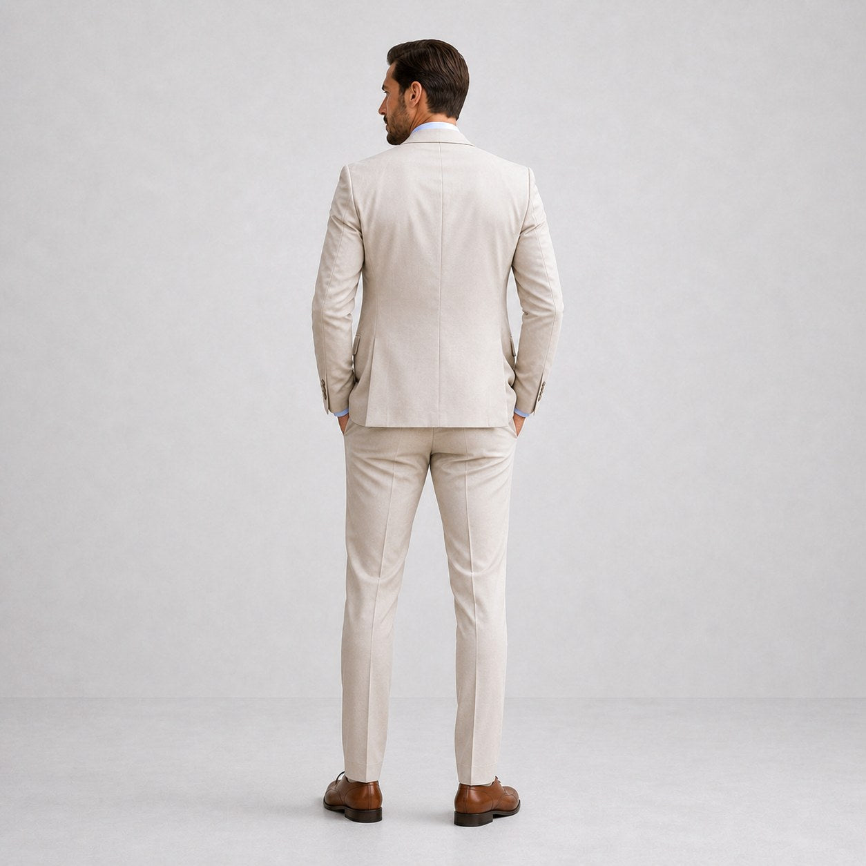 Callum | Herren Leinen-Dreiteiler mit Weste, tailliert geschnittener Anzug mit Blazer | Nomadnts | Grey