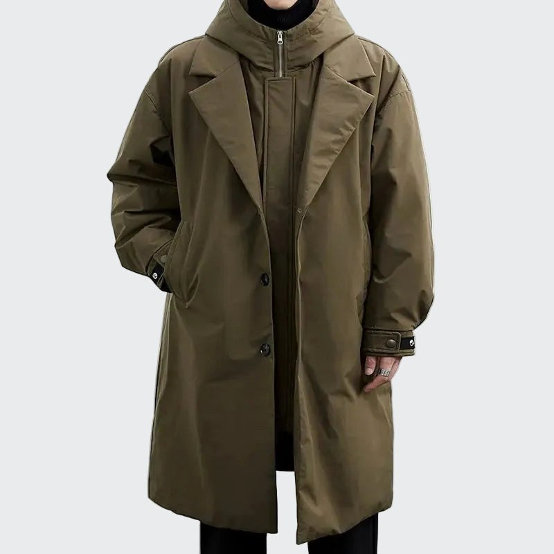 Cameron | Herren-Trenchcoat mit Kapuze, mittellanger Herbstmantel mit Struktur | Nomadnts