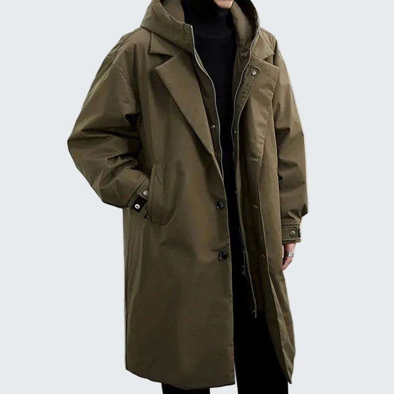 Cameron | Herren-Trenchcoat mit Kapuze, mittellanger Herbstmantel mit Struktur | Nomadnts