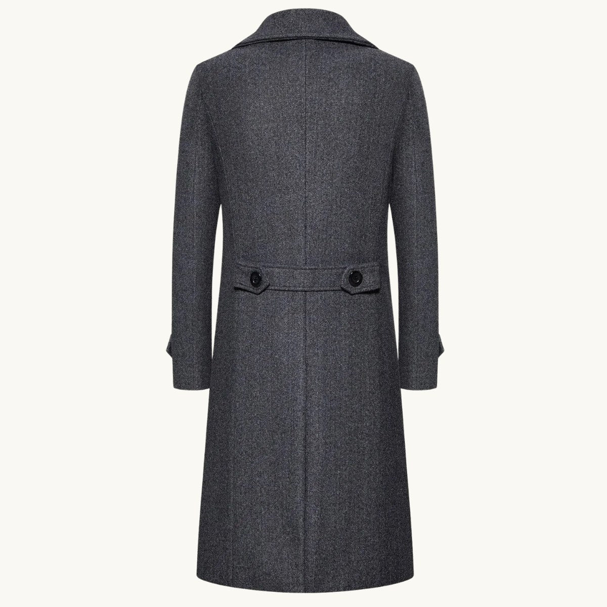 Carson | Zweireihiger Woll-Trenchcoat für Herren, langer, taillierter Mantel | Nomadnts | Hellgrau