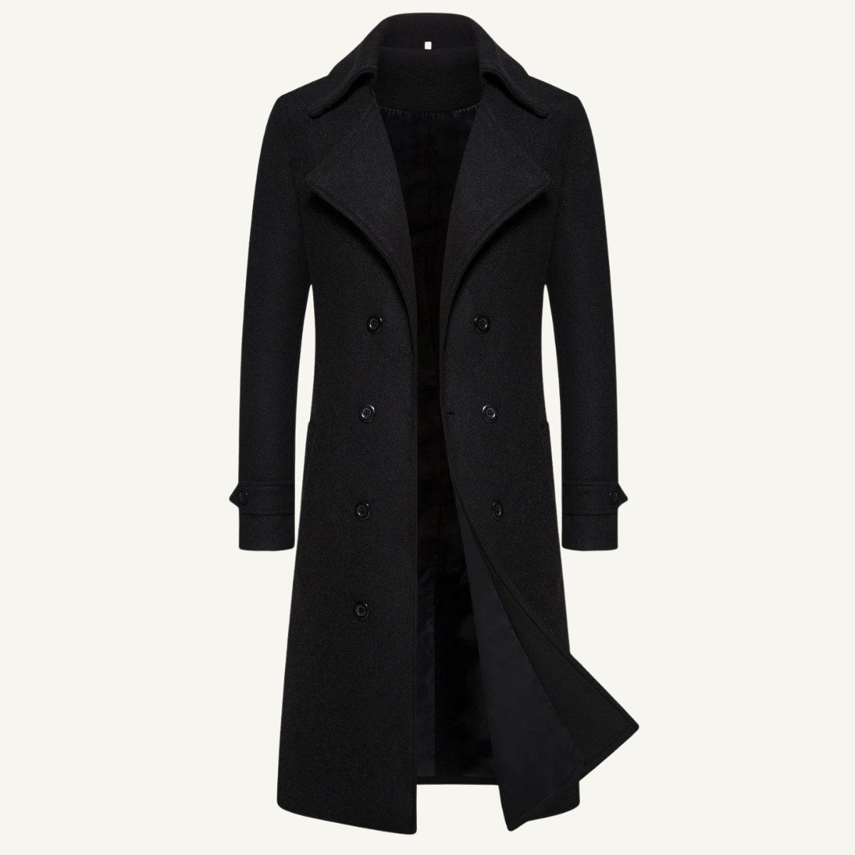 Carson | Zweireihiger Woll-Trenchcoat für Herren, langer, taillierter Mantel | Nomadnts | Khaki
