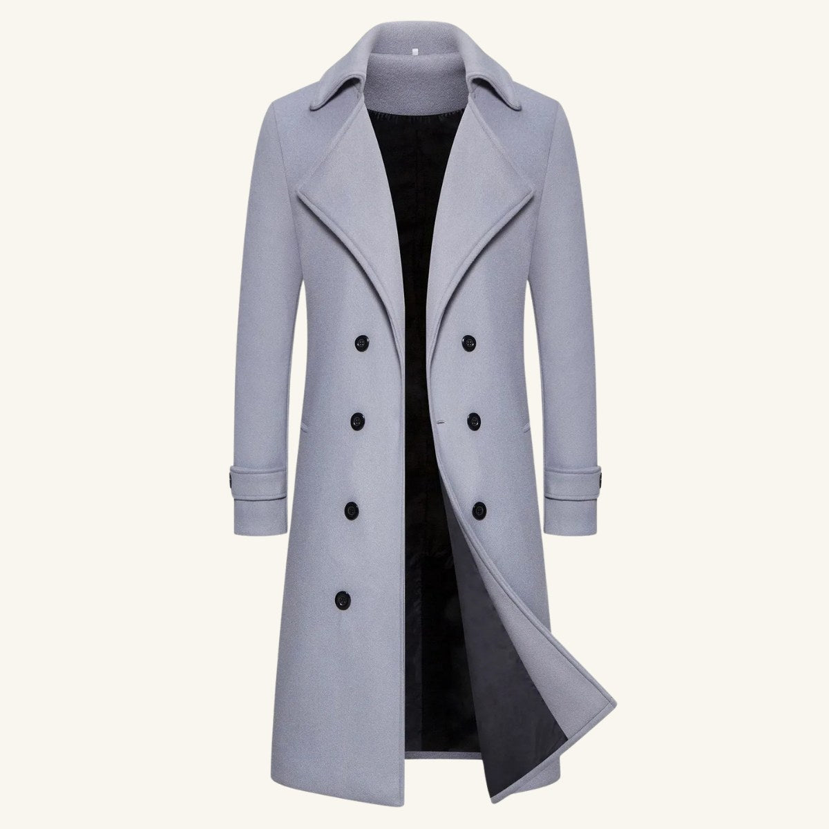 Carson | Zweireihiger Woll-Trenchcoat für Herren, langer, taillierter Mantel | Nomadnts