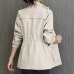 Catherine | Damen leichter wasserdichter Trenchcoat, Herbstmantel mit Kapuze | Nomadnts | Beige