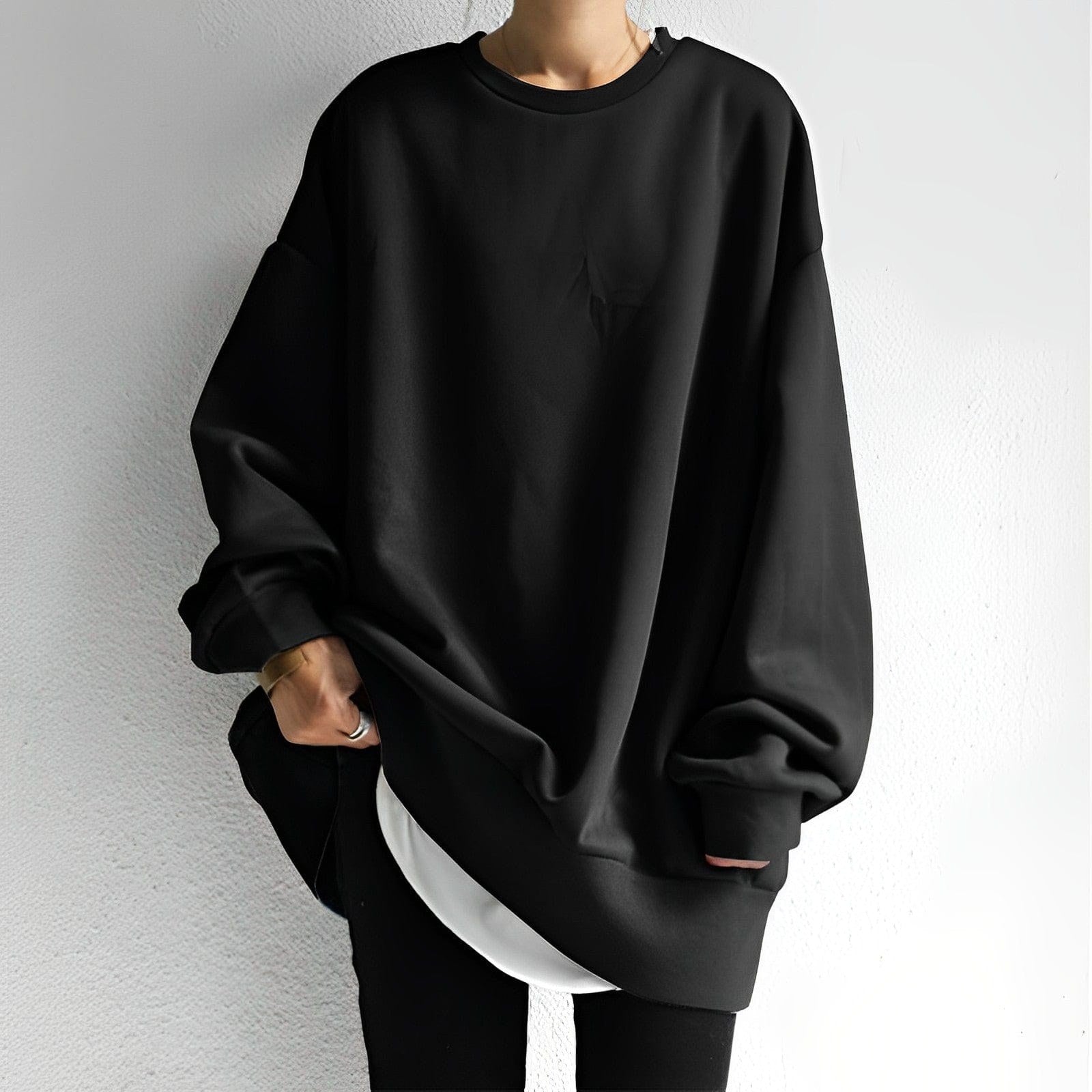 Cecilia | Damen Oversized Strickpullover, strukturierter gemütlicher Pullover | Nomadnts | Black