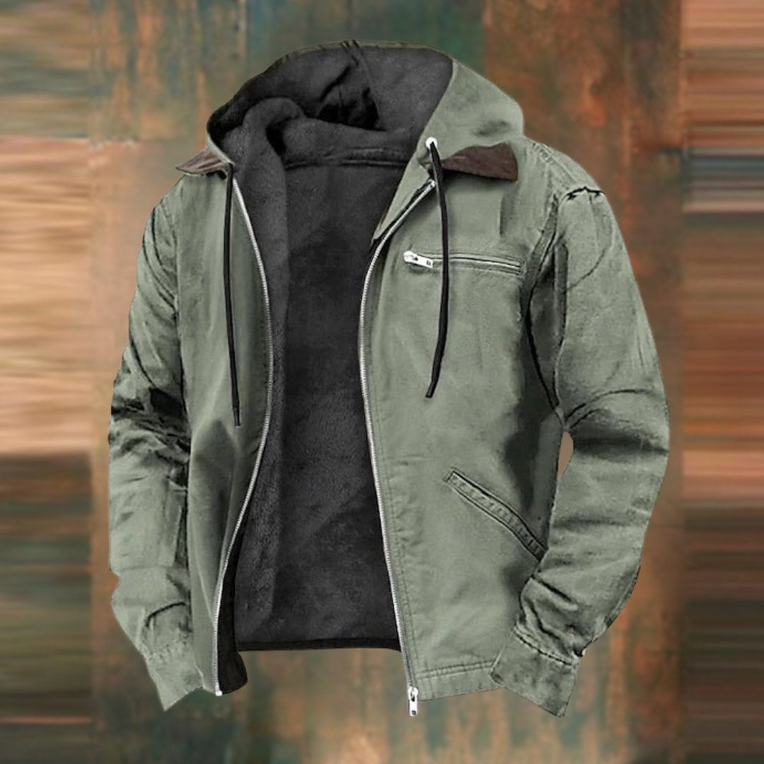 Charles | Herren tailliert geschnittene Herbstjacke mit Taschen, elegante Wollmix-Jacke | Nomadnts | Green
