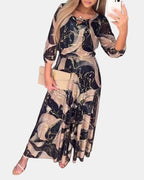 Charlotte | Damen gemustertes Chiffonkleid, Kleid mit Dreiviertelärmeln | Nomadnts | Nomadnts