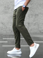Christian | Herrenhose Slim Fit mit Kordelzug, Dunkelblau Chino-Hose | Nomad NTS | Armeegrün