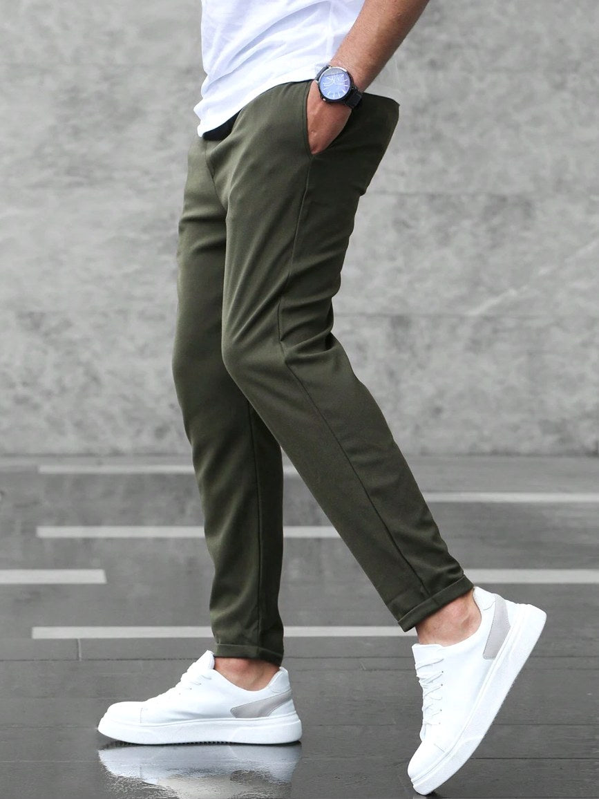 Christian | Herrenhose Slim Fit mit Kordelzug, Dunkelblau Chino-Hose | Nomad NTS | Armeegrün