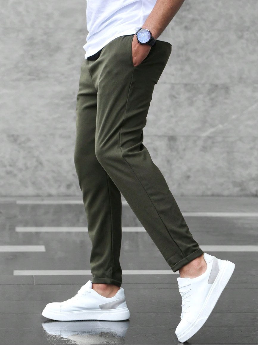 Christian | Herrenhose Slim Fit mit Kordelzug, Dunkelblau Chino-Hose | Nomad NTS | Grau