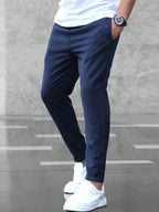 Christian | Herrenhose Slim Fit mit Kordelzug, Dunkelblau Chino-Hose | Nomad NTS