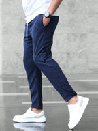 Christian | Herrenhose Slim Fit mit Kordelzug, Dunkelblau Chino-Hose | Nomad NTS