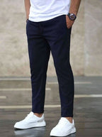 Christian | Herrenhose Slim Fit mit Kordelzug, Dunkelblau Chino-Hose | Nomad NTS
