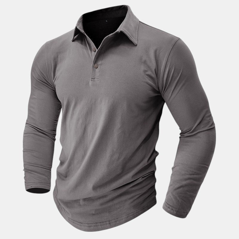 Claus | Herren Langarm-Poloshirt, Modernes Poloshirt | Nomad NTS | Gray