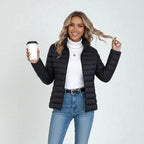Clemence | Damen leichte Steppjacke, schmal geschnittene Reißverschluss-Jacke | Nomadnts | Silver grey