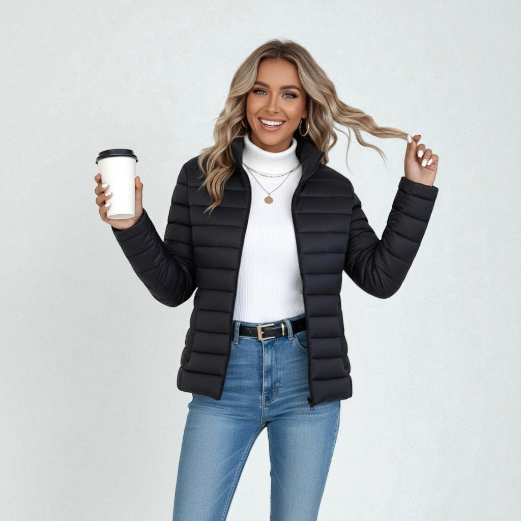 Clemence | Damen leichte Steppjacke, schmal geschnittene Reißverschluss-Jacke | Nomadnts | Silver grey