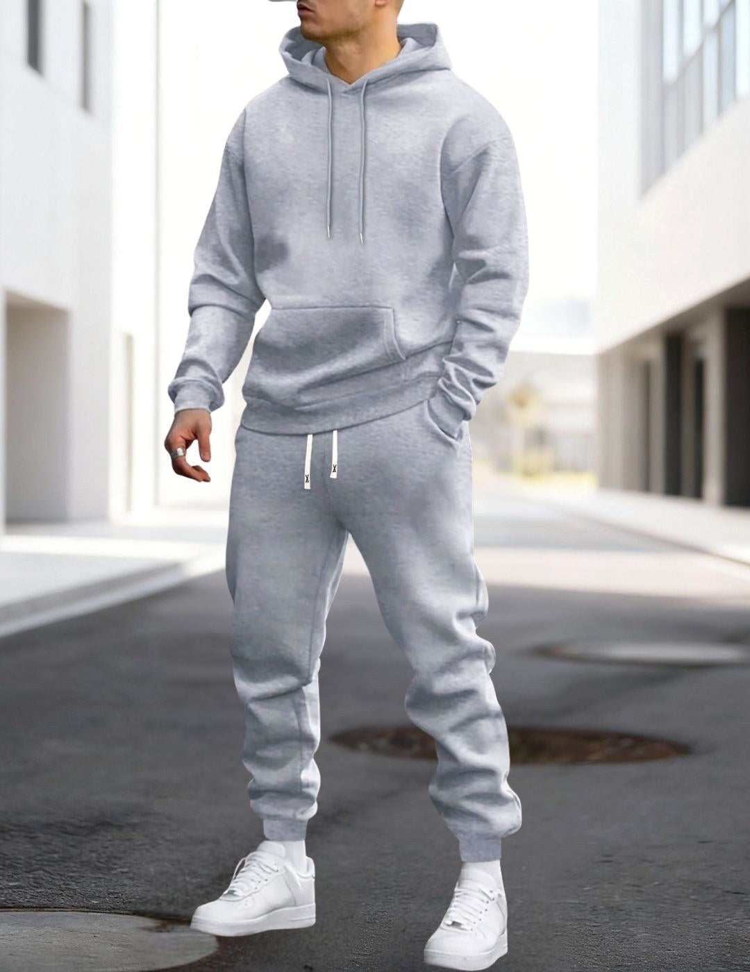 Clive | Herren Kapuzen-Loungewear-Set mit Jogginghose, bequemer Zweiteiler | Nomadnts | Grau