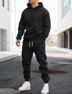 Clive | Herren Kapuzen-Loungewear-Set mit Jogginghose, bequemer Zweiteiler | Nomadnts | Schwarz